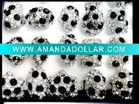 Wholesale New arrival Australia Crystal white&balck rhinestone rings