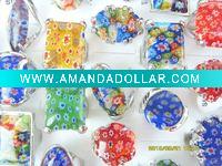 Wholesale charming millefiori glass silver rings,fashion rings