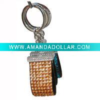 7rows rhinestone handmade leather keychain