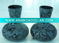 Wholesale Sandblasted black glass vase