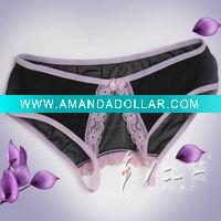 Wholesale black thongs panties underwear for women with pink lace
