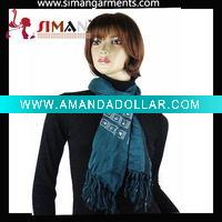 Wholesale beading pendant polyester scarf with solid color