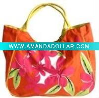 flower printed orange handbag