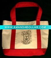 Wholesale Canvas shoulder bag with red handle
