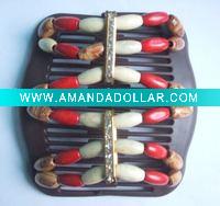 Wholesale wooden beads hair comb
