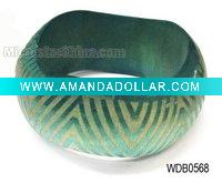 Wholesale Wooden bangle, carved colorful pattern