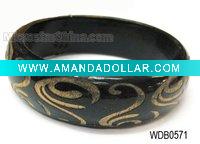 Wholesale Fashion wooden bangle, carved colorful pattern