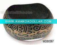 Wholesale Carved colorful pattern wooden bangle