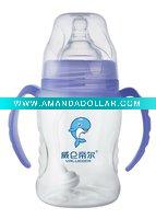 Wholesale 7oz wide neck PC feeding bottle with handle and tube(arc)