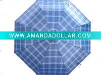 Wholesale 3 folding, checked fabric auto umbrella(sun-rain umbrella)
