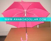 Wholesale auto open straight umbrella with pink fabric color