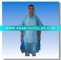 Disposable PE Rain Poncho for one time use