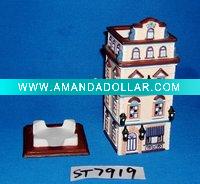 closeout porcelain ashtray with house design