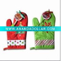 Wholesale 100% Cotton Oven Mitts with Christmas Design