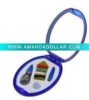 Wholesale Mini plastic travel sewing set with pocket mirror