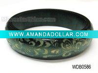 Wooden bangle, carved colorful pattern