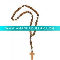 wooden rosary necklace