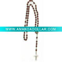 wooden rosary necklace