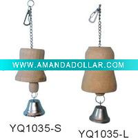 Wholesale Nature wood bird toy/cage accessories with bell