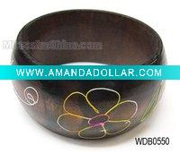 Wholesale Wooden bangle, polish with printing