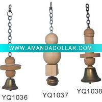 Wholesale Nature wood bird toy/cage accessories with bell