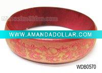 Wholesale Wooden bangle, carved colorful pattern