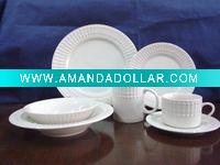 Wholesale white embossed porcelain tableware set