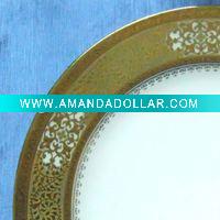 Wholesale resteraunt porcelain gold round dinnerware set