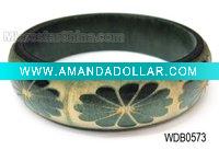 Wholesale Wooden bangle, carved colorful pattern