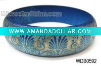 Wholesale Wooden bangle, carved colorful pattern