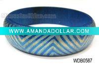 Wholesale Wooden bangle, carved colorful pattern