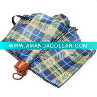 Checked style three fold umbrella