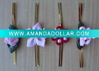 satin ribbon bow.artificial flower.