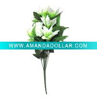 Wholesale White Artificial Flower with leaves single from China supplier