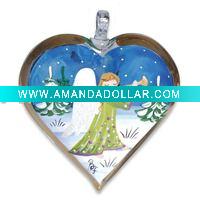 Wholesale Christmas Angel Hand Painted Glass Heart Ornament