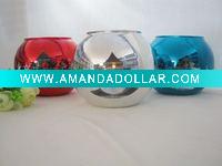 Wholesale Christmas Metalic Candle Holder/Glass Tealight holder