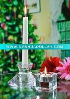Wholesale hand press taper glass candle holder/tealight glass candle holder/dinner candle holder