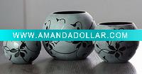 Wholesale Set-3 ball glass candle holder
