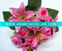 Wholesale artificial rose and lily flower