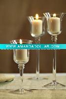 Wholesale Stemed Glass Candle Holder Set