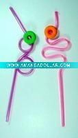Wholesale Plastic straws with soft PVC decoration
