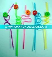 Wholesale Party plastic straws with soft PVC decoration