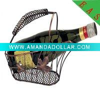 Wholesale metal wine holder wine basket wine rack iron wine shelf