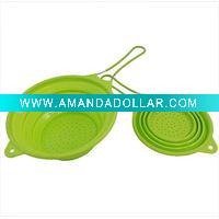 Wholesale 2011 newest design with handle Silicon collapsible colander