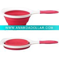 Wholesale 2011 newest design with handle Silicon collapsible colander