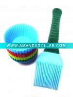 color cake pan and brush