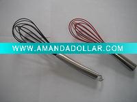 Wholesale 4'' silicone egg whisk with metal handle