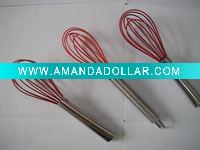 small space red silicone egg whisk