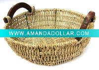 Wholesale Round Straw Rope Woven Fruit Basket