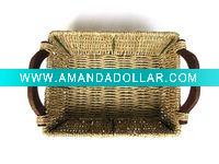 Wholesale Square Straw Rope Woven Fruit Basket
